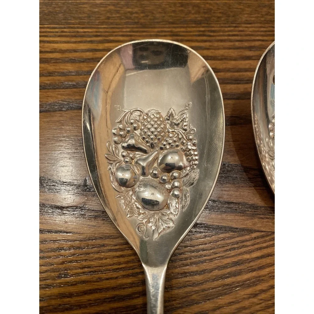 Sheffield England KINGS Silver Plate EPNS Raised Fruit Salad Serving Set